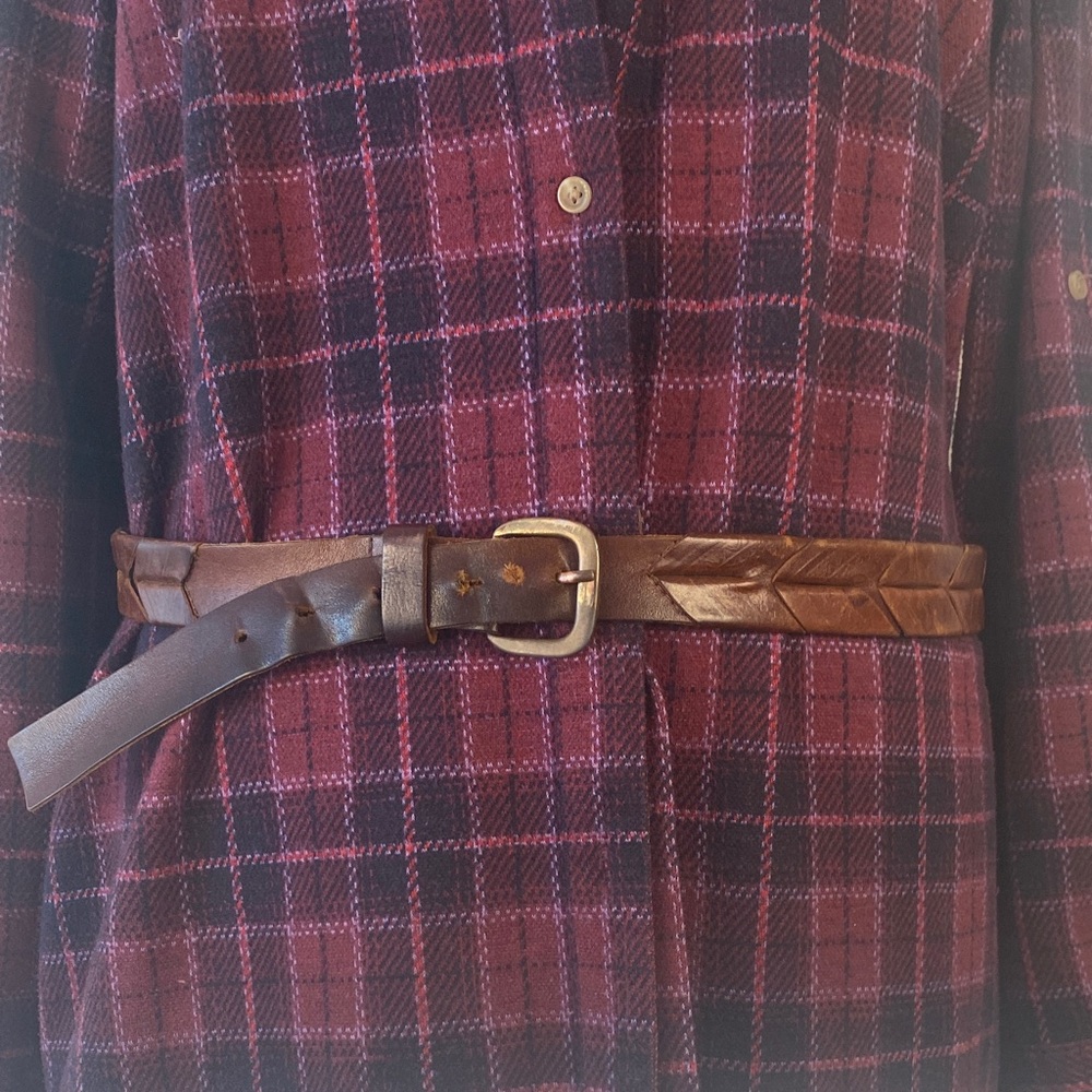 Vintage Brown Braided Leather Waist Belt - Women Accessories